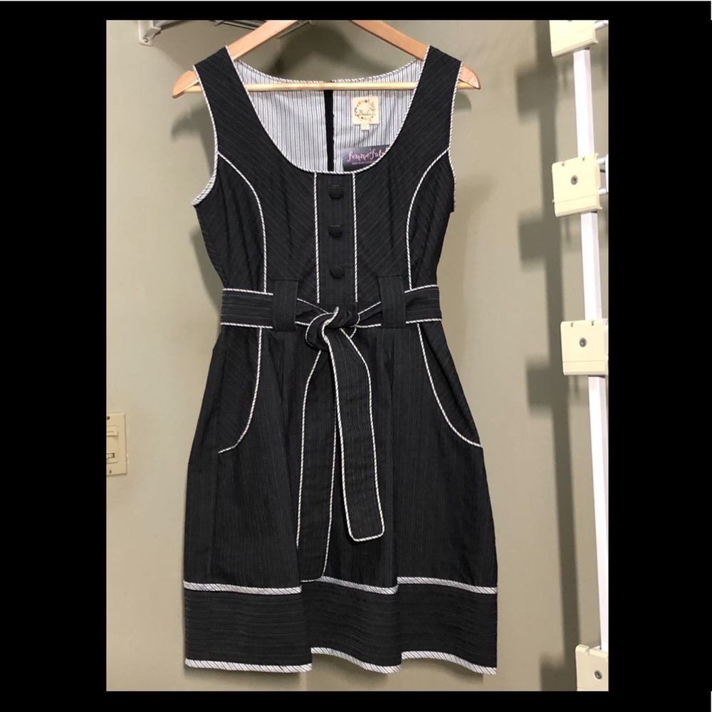 Short Fitted Dress with Tie Belt